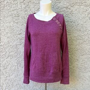 Vintage Y2K Roxy Purple Pullover Sweater Button Accents at Neckline Bold Color